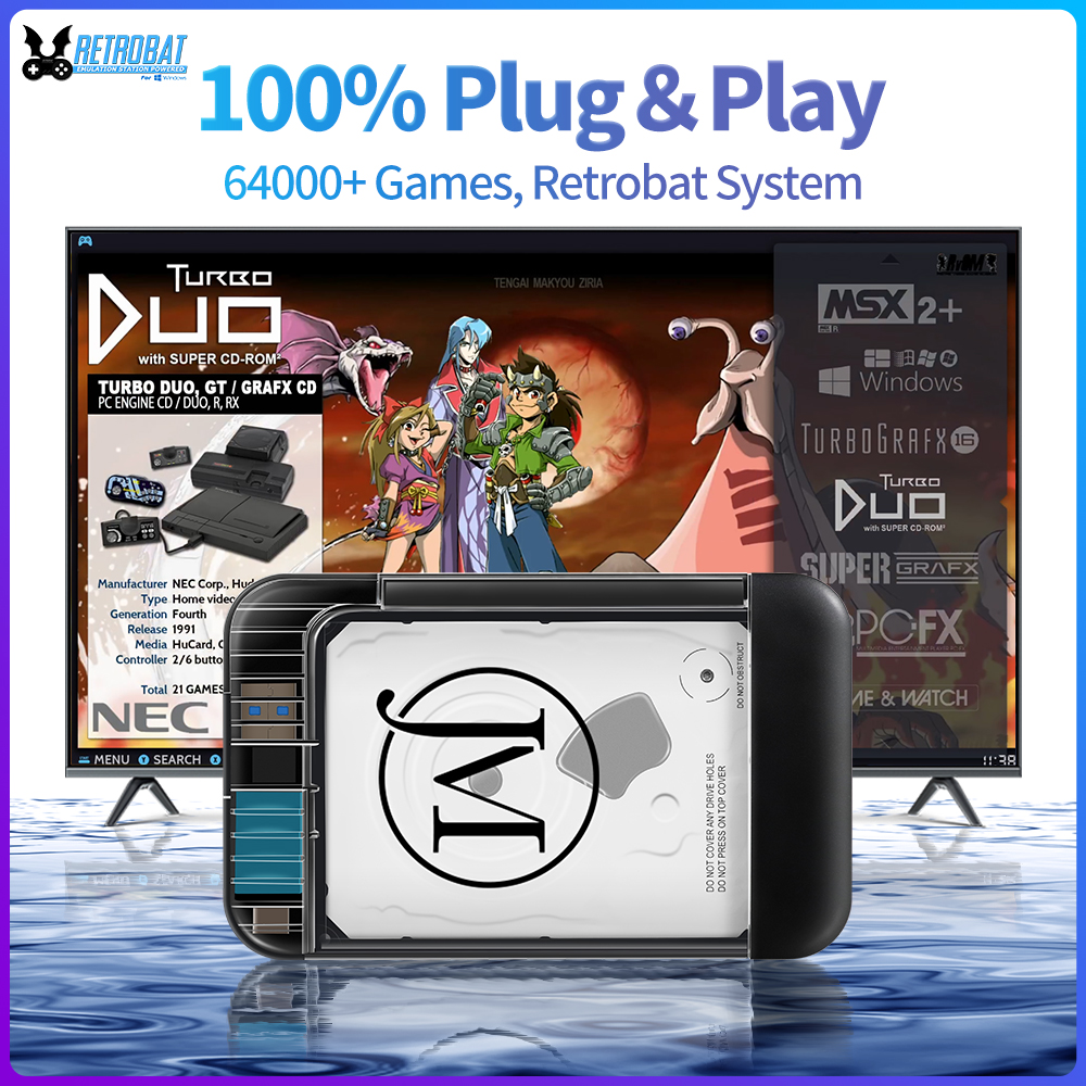 Retro Gaming Emulator Pc - Przenośne konsole do gier 500G Retrobat