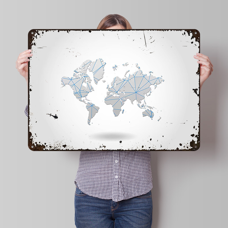 World Of Retro Gaming - Mapa Świata Plakat z Blachy, Personalizowana