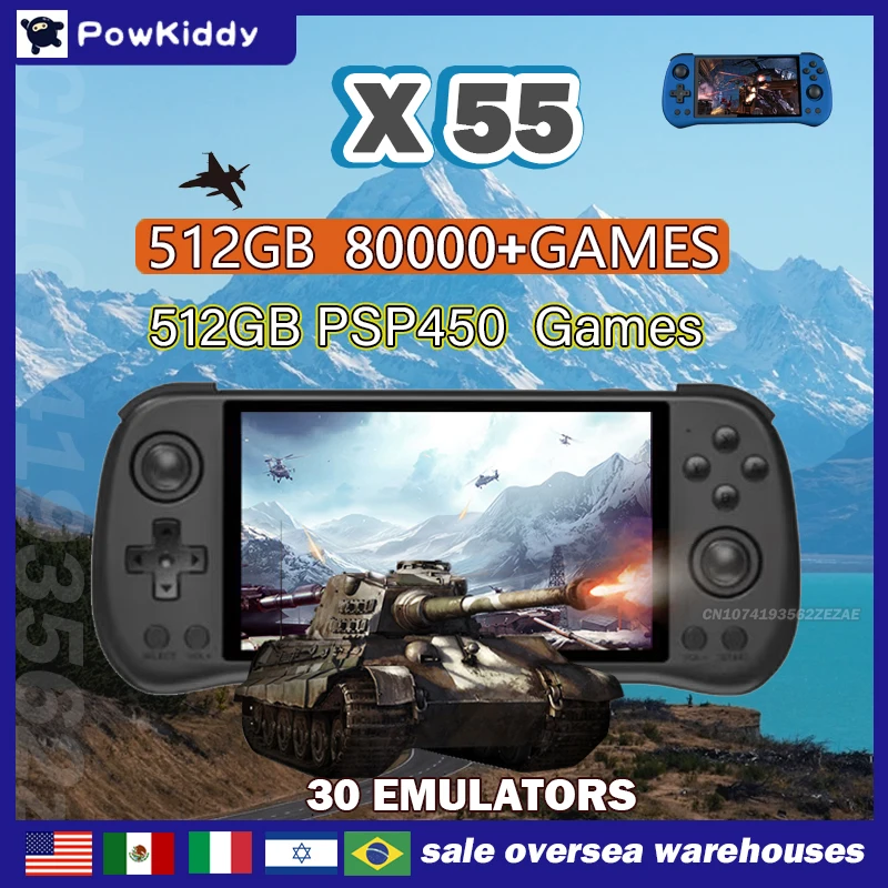 Retro Gaming Qss - 80000 gier 512G POWKIDDY X55 5,5-calowy