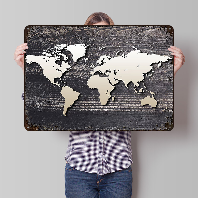 World Of Retro Gaming - Mapa Świata 4 Metalowy Plakat Personalizowana