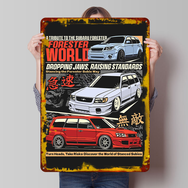 World Of Retro Gaming - Sportowy Samochód Forester Metalowy Plakat Ścienny