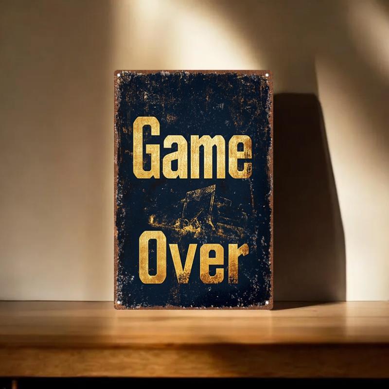 Retro Gaming Decor - Metalowy szyld w stylu vintage z