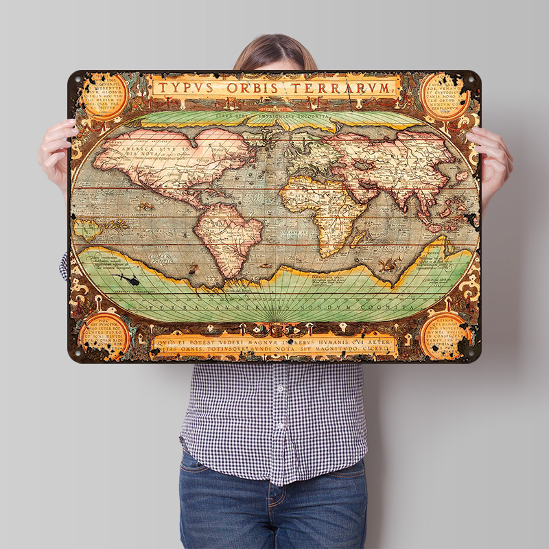 World Of Retro Gaming - Stara Mapa Świata Drukowany Plakat Personalizowana