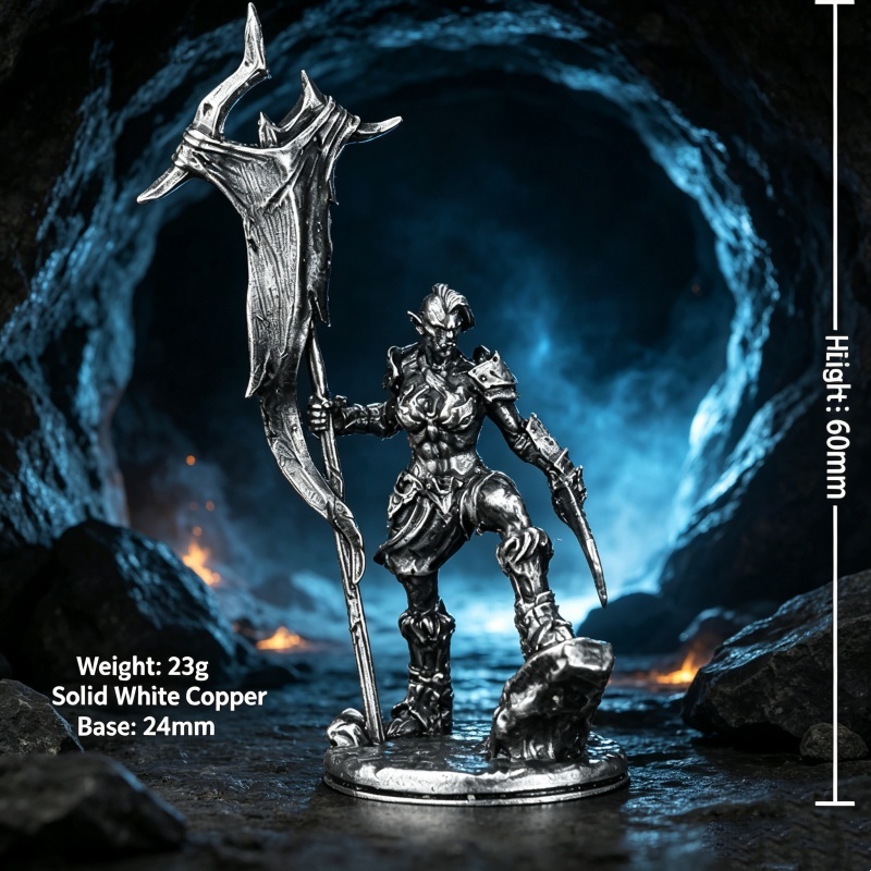Retro Gaming Fun - Figurka Metalowa Wojownika Orka, Miniatura Fantasy