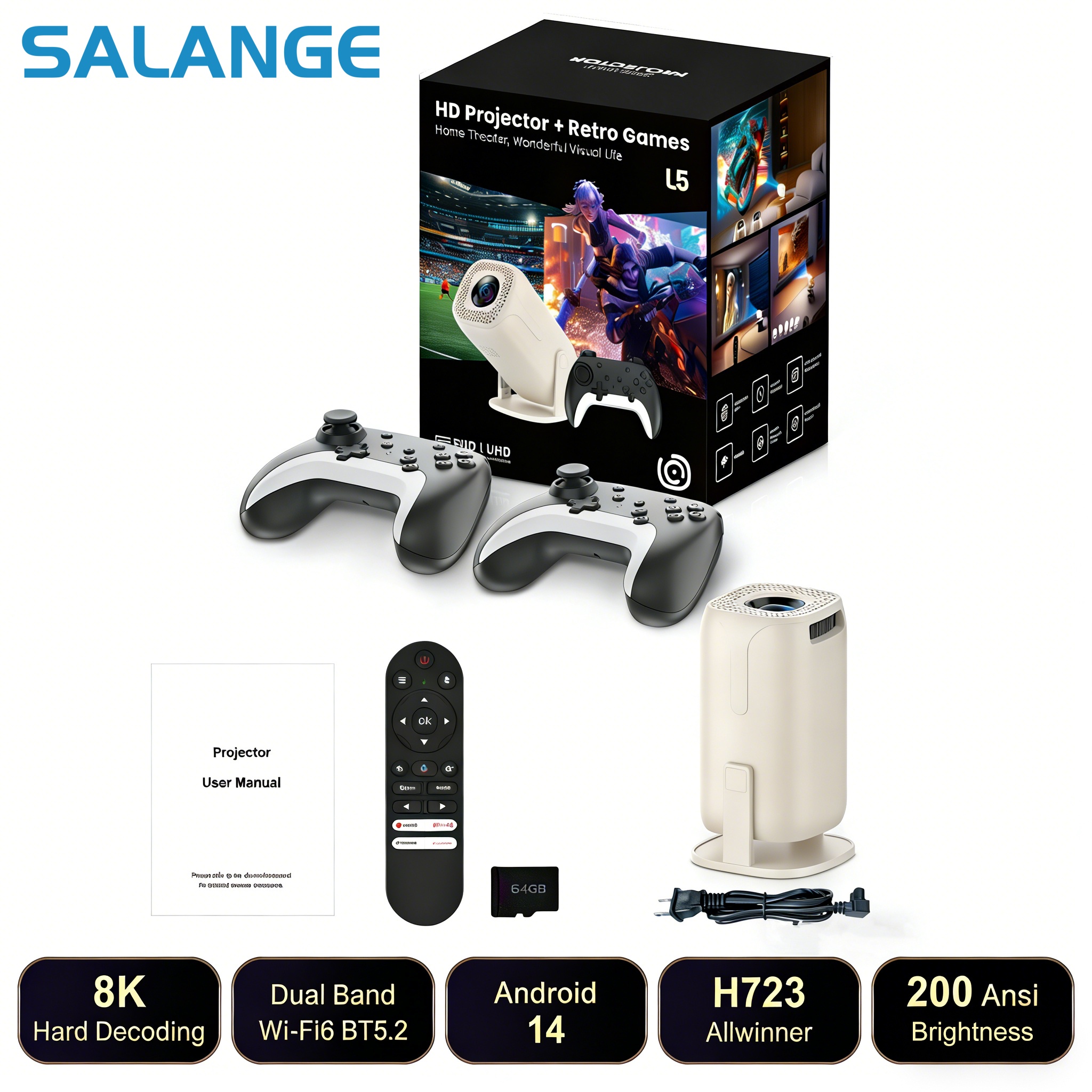 Retro Gaming Projector - Projektor do gier Salange U5 Android
