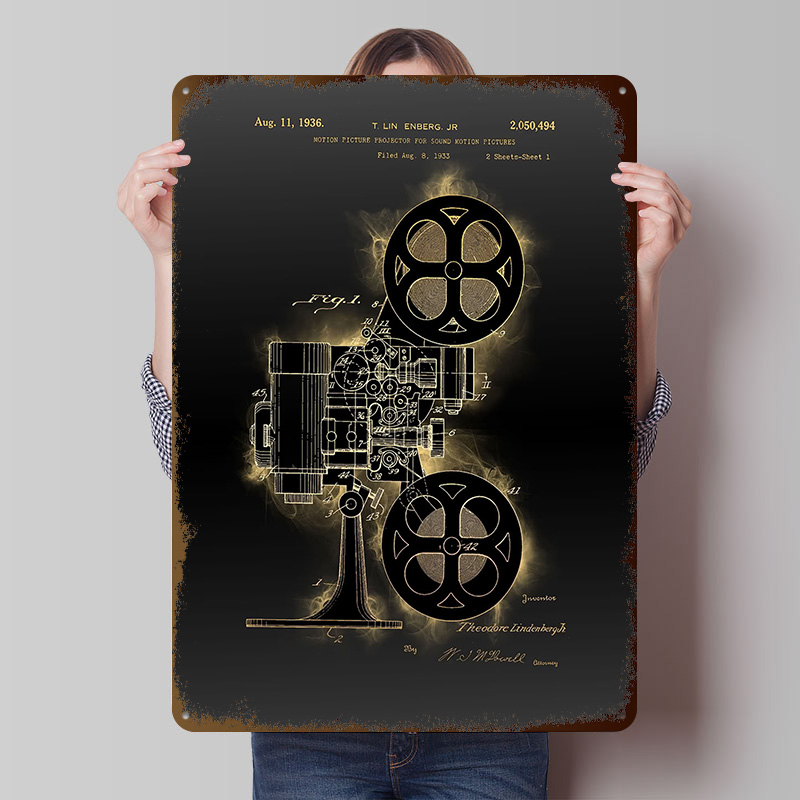 Retro Gaming With Projector - Plakaty z metalu z patentem na