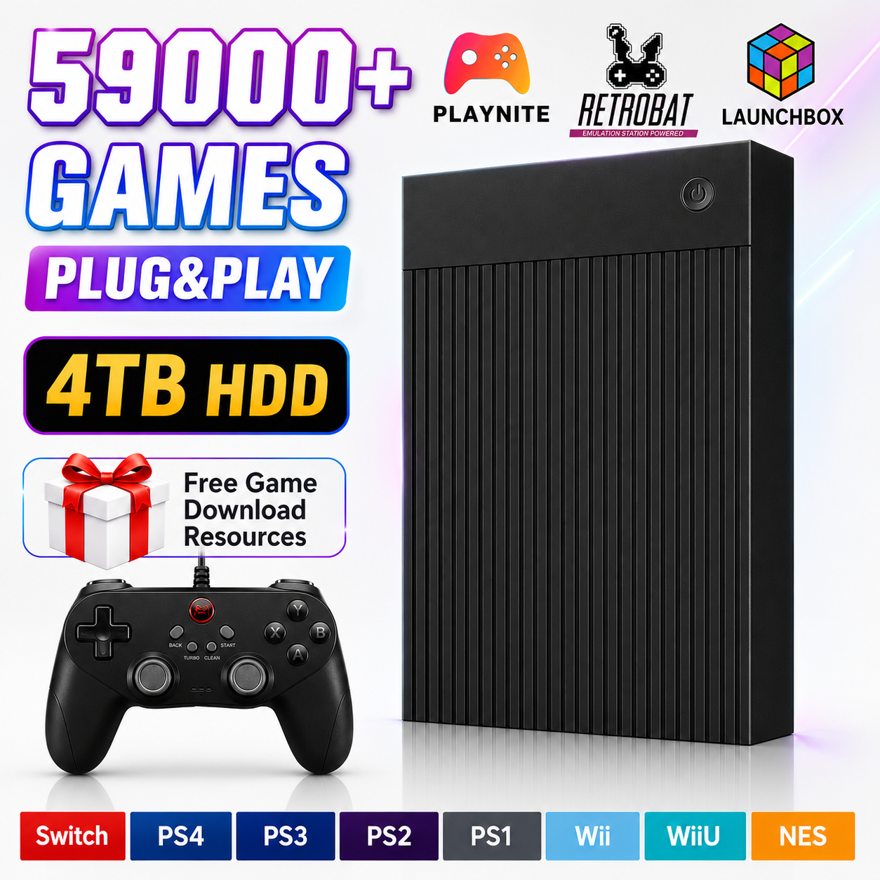 Retro Gaming Emulator Pc - Przenośny dysk twardy 4TB z ponad