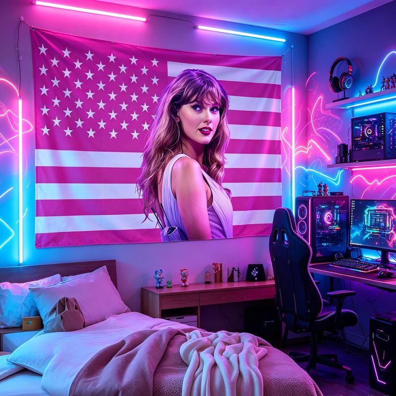 Retro Gaming Decor - VIKAMA Gobelin z nadrukiem amerykańskiej flagi