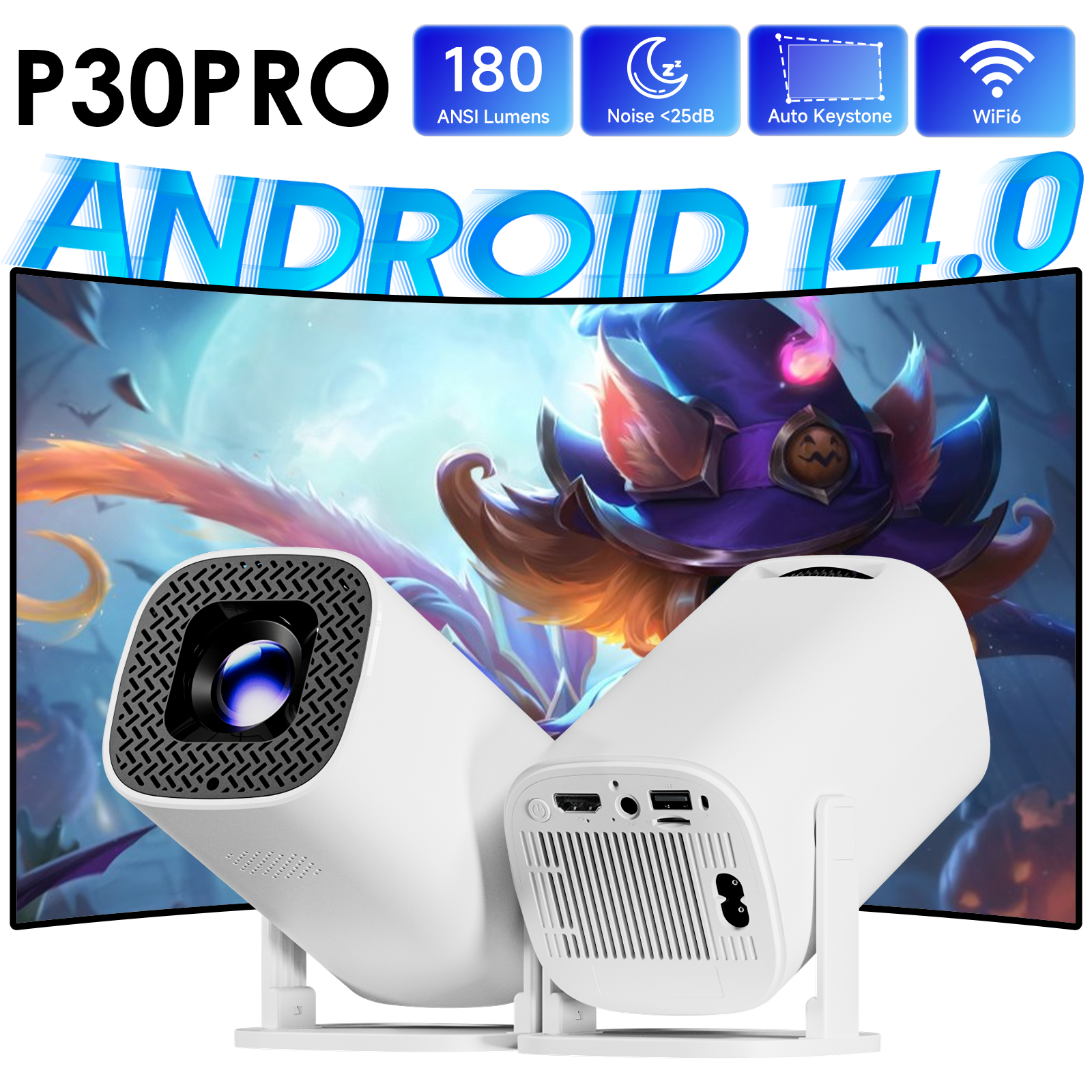 Retro Gaming Projector - P30 PRO Inteligentny mini projektor Android