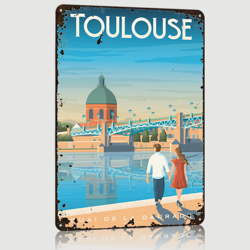 Retro Gaming Toulouse - Toulouse Francja Metalowy Plakat z Nadrukiem,