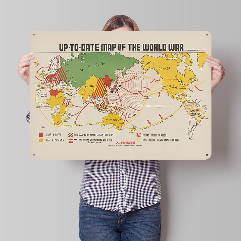 World Of Retro Gaming - Mapa Świata Wojenna Personalizowana Metalowa Tablica