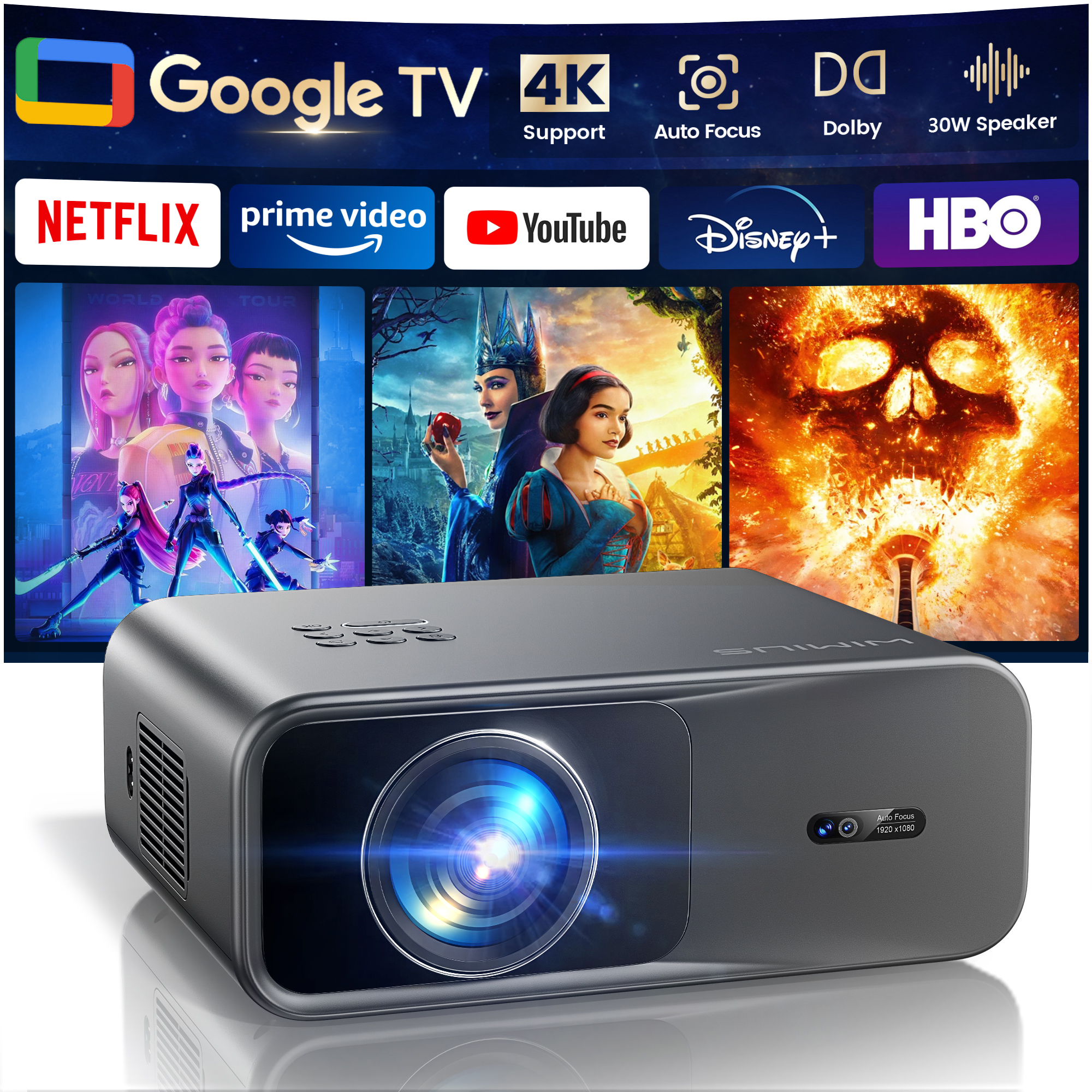 Projektor WIMIUS 1200 ANSI 4K  – Retro Gaming Projector recenzja i cena